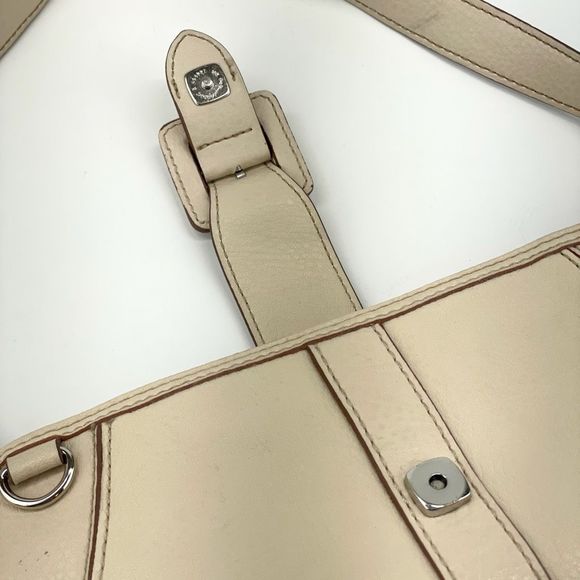 Vintage Y2K Small Neutral Leather Shoulder Purse - Picture 6 of 11